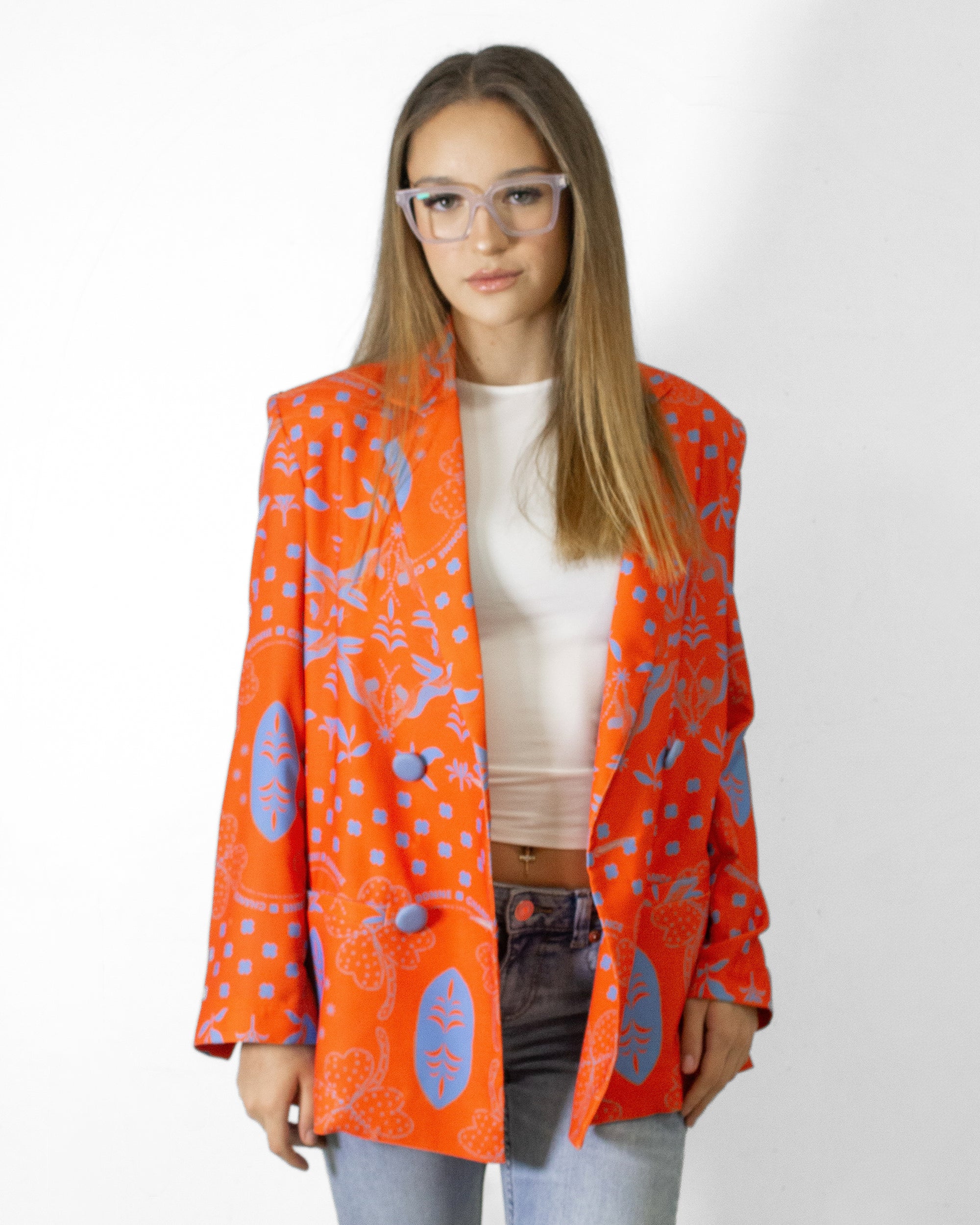Blazer Oversized Estampado Naranja